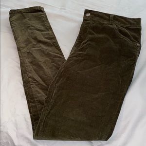 Army Green Corduroy High Waisted Jeans